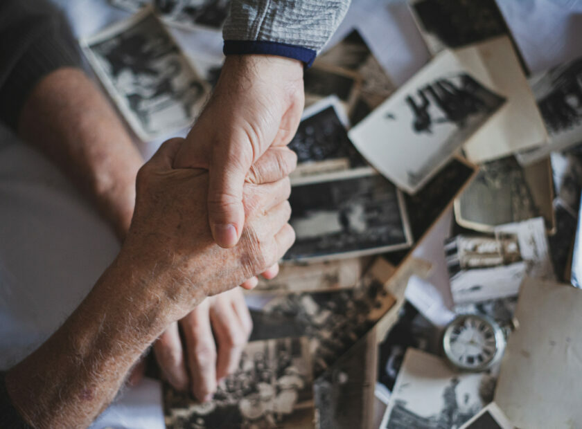 Holding hand -  grandson and grandfather