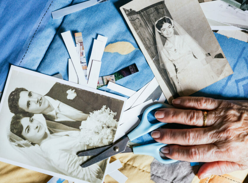 cutouts for old black and white wedding photo album